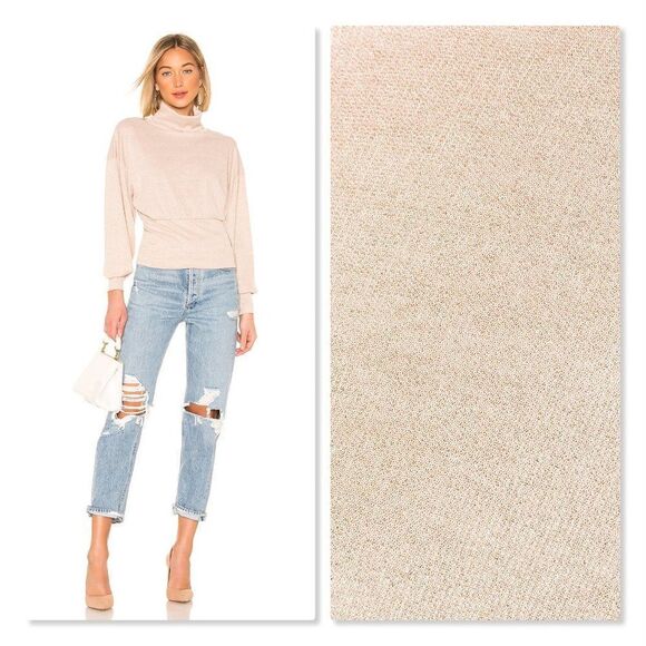 ✨ FREE PEOPLE ✨ Glam Metallic Shimmer Turtleneck Sweater - [Medium in Champagne] - Picture 4 of 13